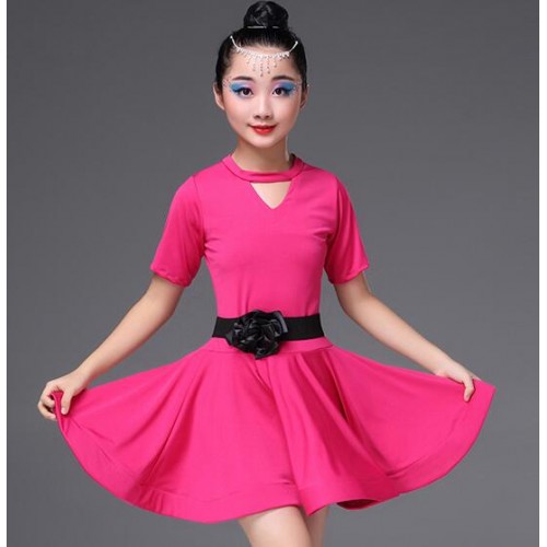 Latin dress for girl's kids children  red green pink stage performance gymnastics ballroom rumba dresses